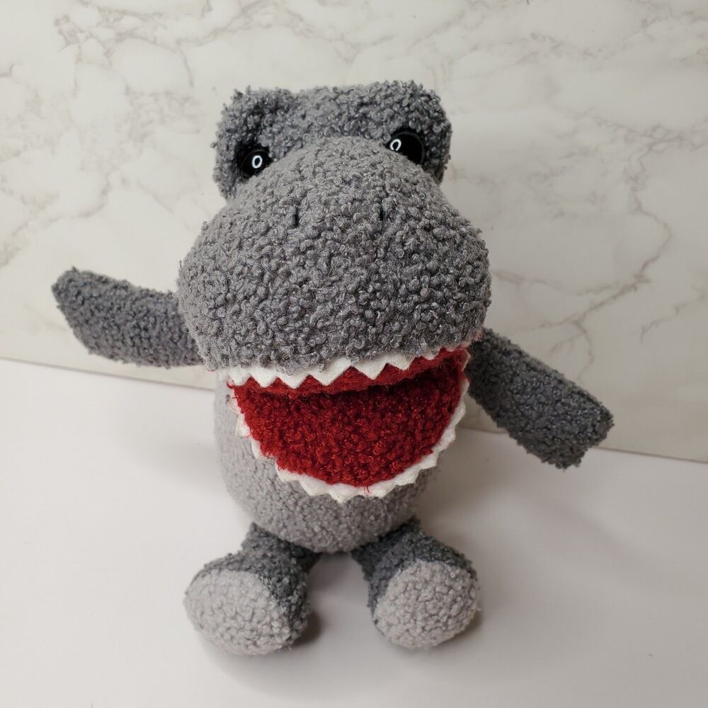 Hobby Lobby Plush Dinosaur Gray Stuffed Toy 8" Sitting Teeth Nubby T Rex Baby